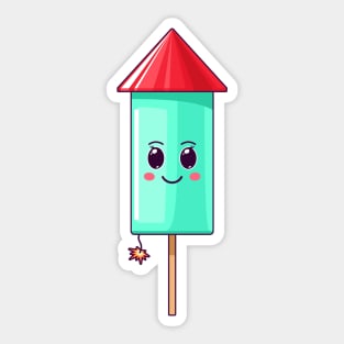 Cartoon Kawaii Firework Rocket with Smile Sticker